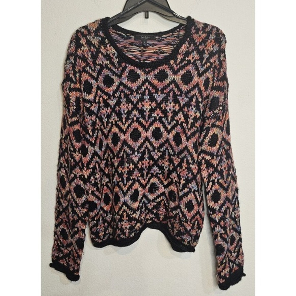 Jessica Simpson Style Valleys Colorful Long Sleeve Sweater Womens Size Large